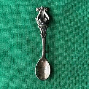 Vintage Beau Sterling Silver Salt Spoon Brooch Pin Lyre Top